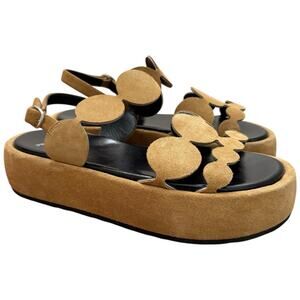 Pierre Hardy Suede Bulles Circle Motif Platform Sandals Size 36.5